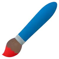 a blue paint brush with a red tip