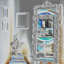 a painting of a mirror with a cd on it that says short cake hair