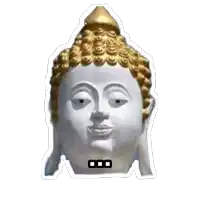 a statue of a buddha 's head with a sticker that says 000 on it