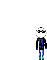 a pixel art drawing of a man wearing sunglasses and a shirt that says 4p on it