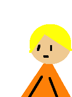 a pixel art of a person with yellow hair and a yellow shirt