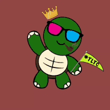 a cartoon of a turtle wearing sunglasses and a crown