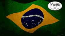 a green and yellow flag with the words ordem e progresso written on it