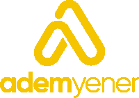 a yellow logo for ademyener with a white background