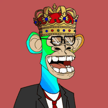 a cartoon of a monkey wearing a suit and tie with a crown on his head