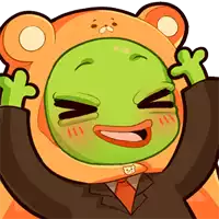 a cartoon of a green frog wearing a bear hat