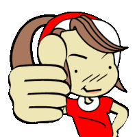 a cartoon of a girl giving a thumbs up