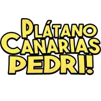 a yellow sign that says platano canarias pedri on a white background