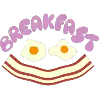 a drawing of eggs and bacon with the words breakfast above