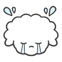 a cartoon drawing of a sheep with its eyes closed and tears coming out of its eyes