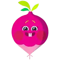 a cartoon illustration of a radish with a face