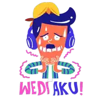 an illustration of a man wearing headphones with the words wedi aku below him