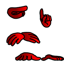 a cartoon drawing of a hand with different positions