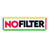 a colorful logo that says no filter in black letters