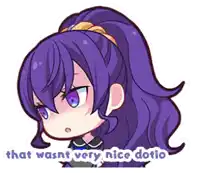 a picture of a girl with purple hair and the words that wasnt very nice dotio