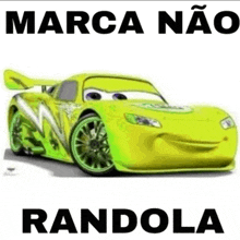 a picture of a yellow car with the words marca nao randola on it