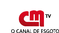 a red logo for cm tv o canal de esgoto