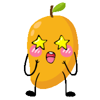 a cartoon drawing of a mango with arms and legs