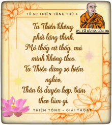 a poster with a picture of a monk and a quote in vietnamese