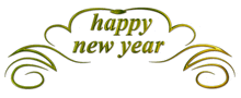 a green and gold sign that says happy new year on a white background