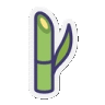 a sticker of a green bamboo stick with a leaf on it .