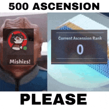 a poster that says 500 ascension please with a cat on it