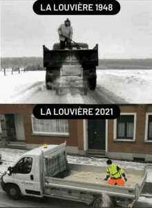 a truck with la louviere written on the side