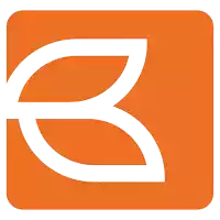 a white letter b on an orange background