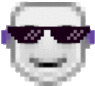 it is a pixel art of a man wearing sunglasses and headphones .