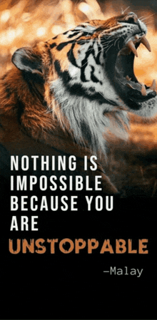 a picture of a tiger with a quote by malay on it