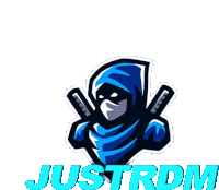 a logo for a company called justrdm with a ninja