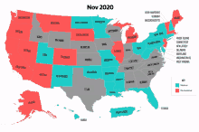 a map of the united states showing which states are red and which are blue