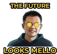 a cartoon of a man wearing sunglasses with the words the future looks mello