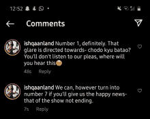 a screenshot of a facebook page with a reply from ishaanland