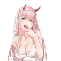 zero two from darling in the franxx has a very large breast