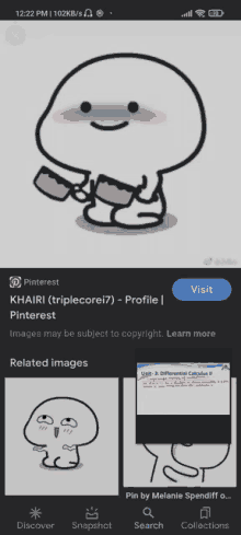 a phone screen shows a picture of a cartoon character holding glasses