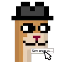 a pixel art of a dog wearing a hat and glasses