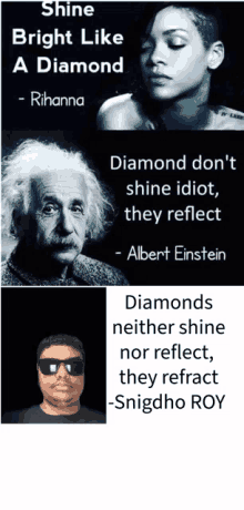 a man wearing sunglasses has a picture of albert einstein on the bottom right