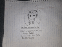 a drawing of a girl with the words i 've been waiting for you