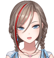 a girl with braids and blue eyes has a flower necklace around her neck