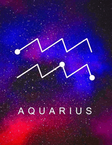 a poster of the zodiac sign aquarius with a galaxy in the background