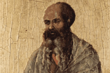 a painting of a man with a beard and a gray coat