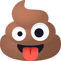 a cartoon illustration of a pile of poop with a tongue sticking out