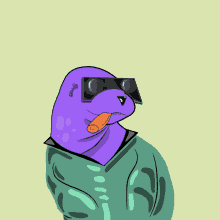 a cartoon drawing of a seal wearing sunglasses and a hoodie