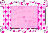 a pink frame with alexis 's social media creation room written at the top