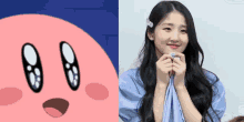 a picture of kirby next to a picture of a girl with long hair