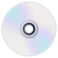 a white cd with a black circle in the middle on a white background