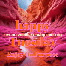 a picture of a canyon with the words happy tuesday enjoy on purpose on it