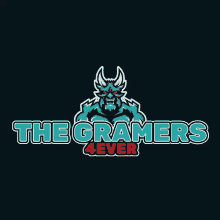 a logo for the gramers 4ever with a blue monster on a black background