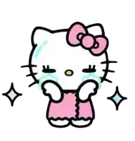 a drawing of hello kitty crying with a pink bow on her head